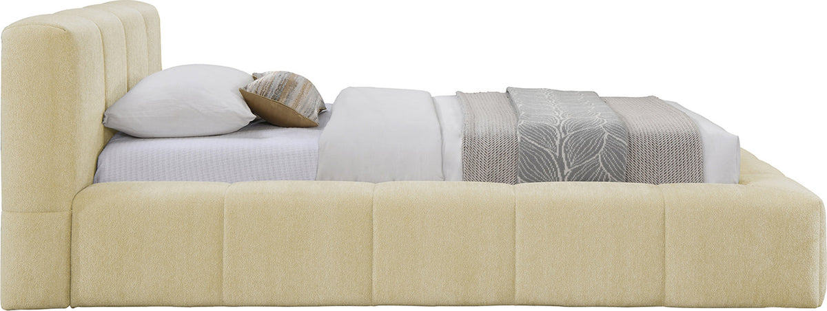 Carlin Beige Chenille Fabric Upholstered Bed