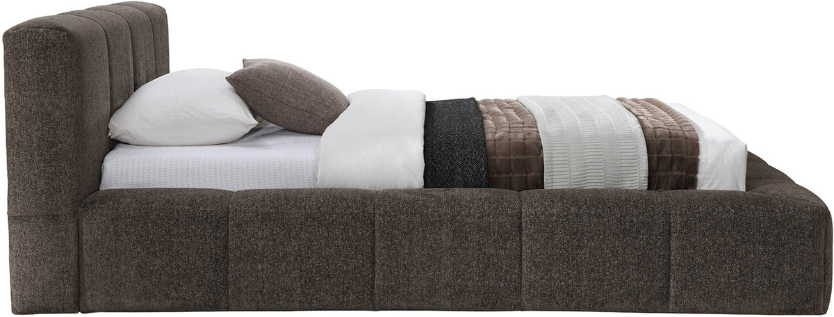 Carlin Brown Chenille Fabric Upholstered Bed