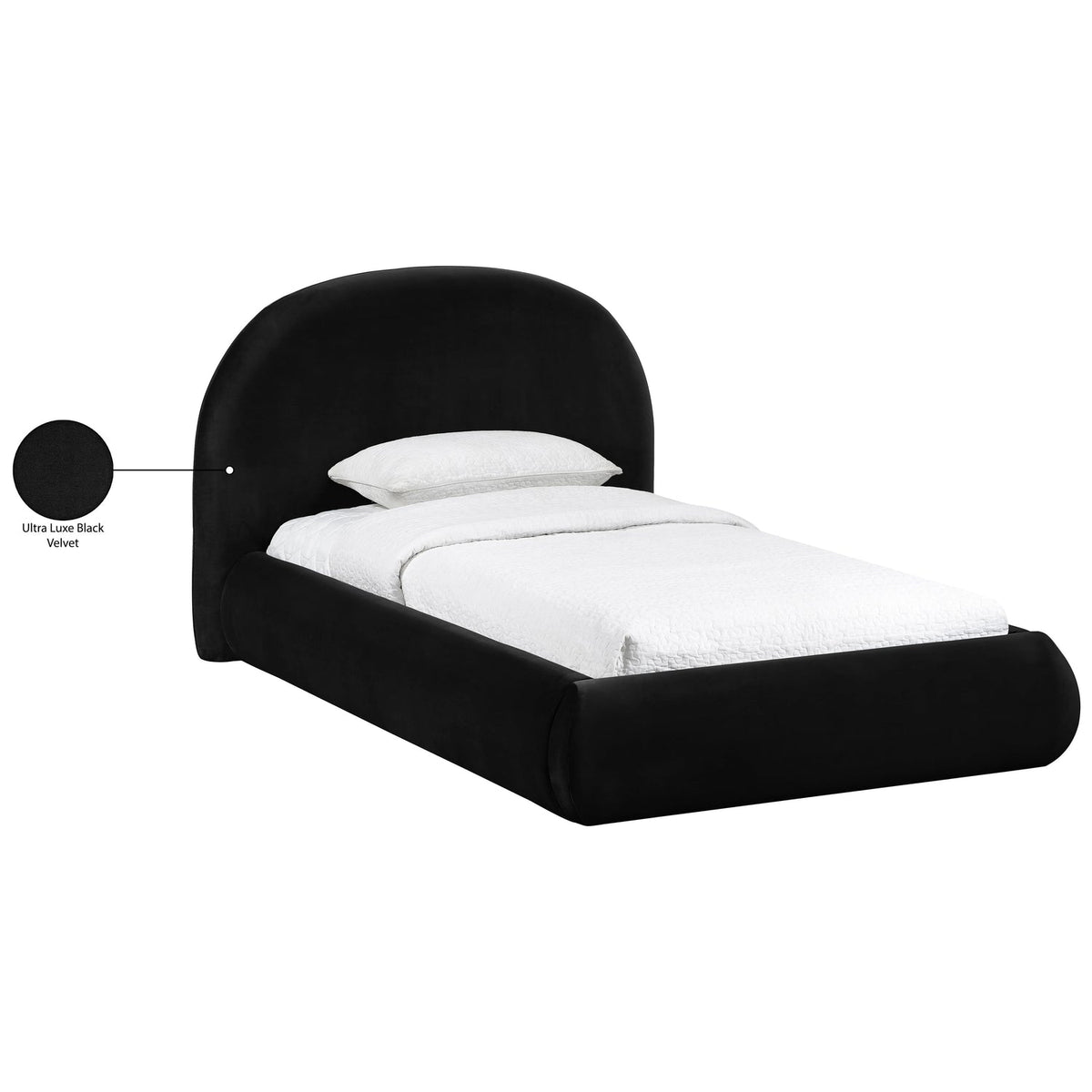 Celine Black Velvet Upholstered Bed