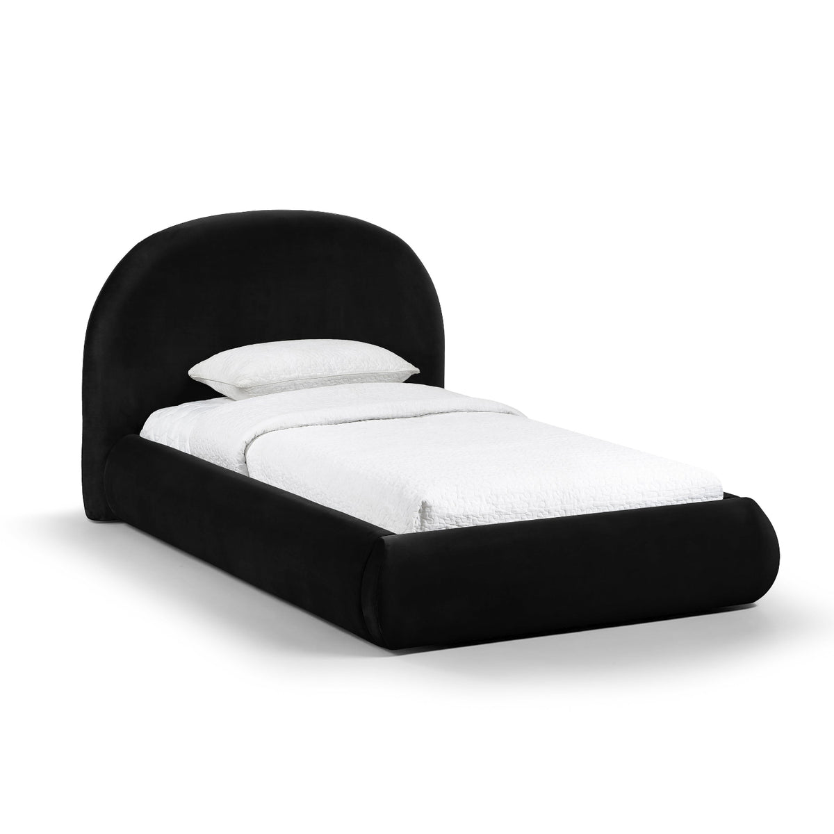 Celine Black Velvet Upholstered Bed in black velvet, primary product view