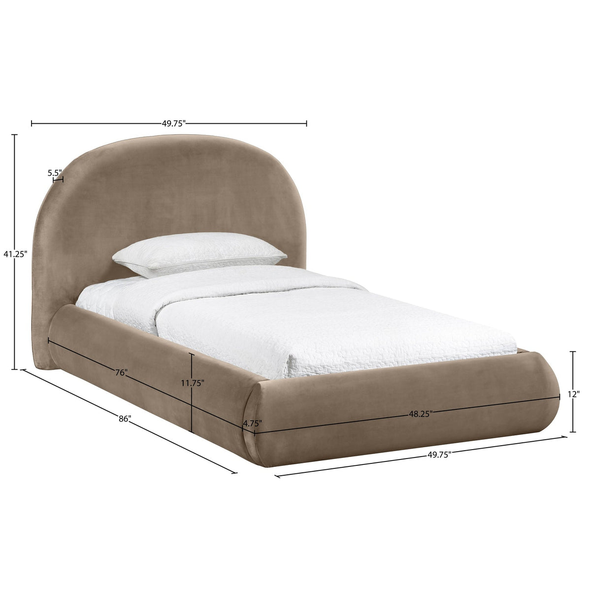 Celine Taupe Velvet Upholstered Bed