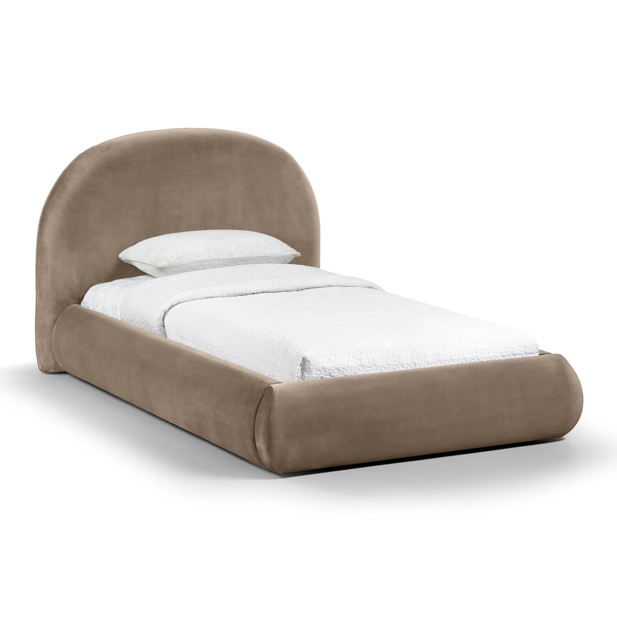 Celine Taupe Velvet Upholstered Bed in taupe velvet, primary product view