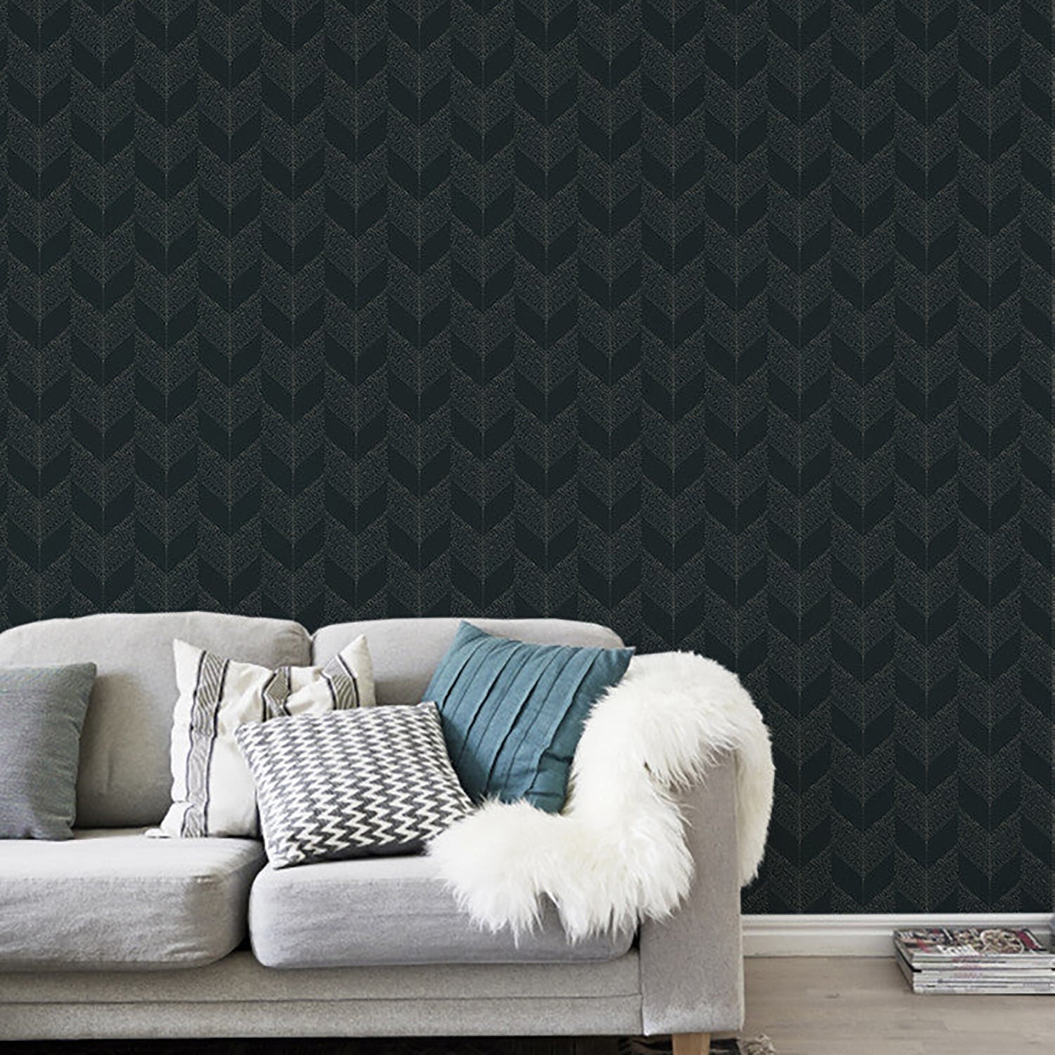 Mitchell Black Chevron Wallpaper