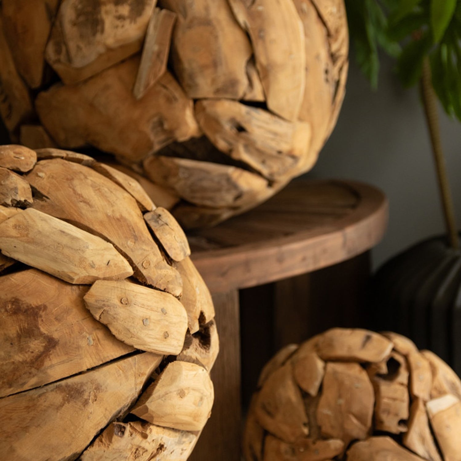 Recycled Teakwood Sphere Set of 3
