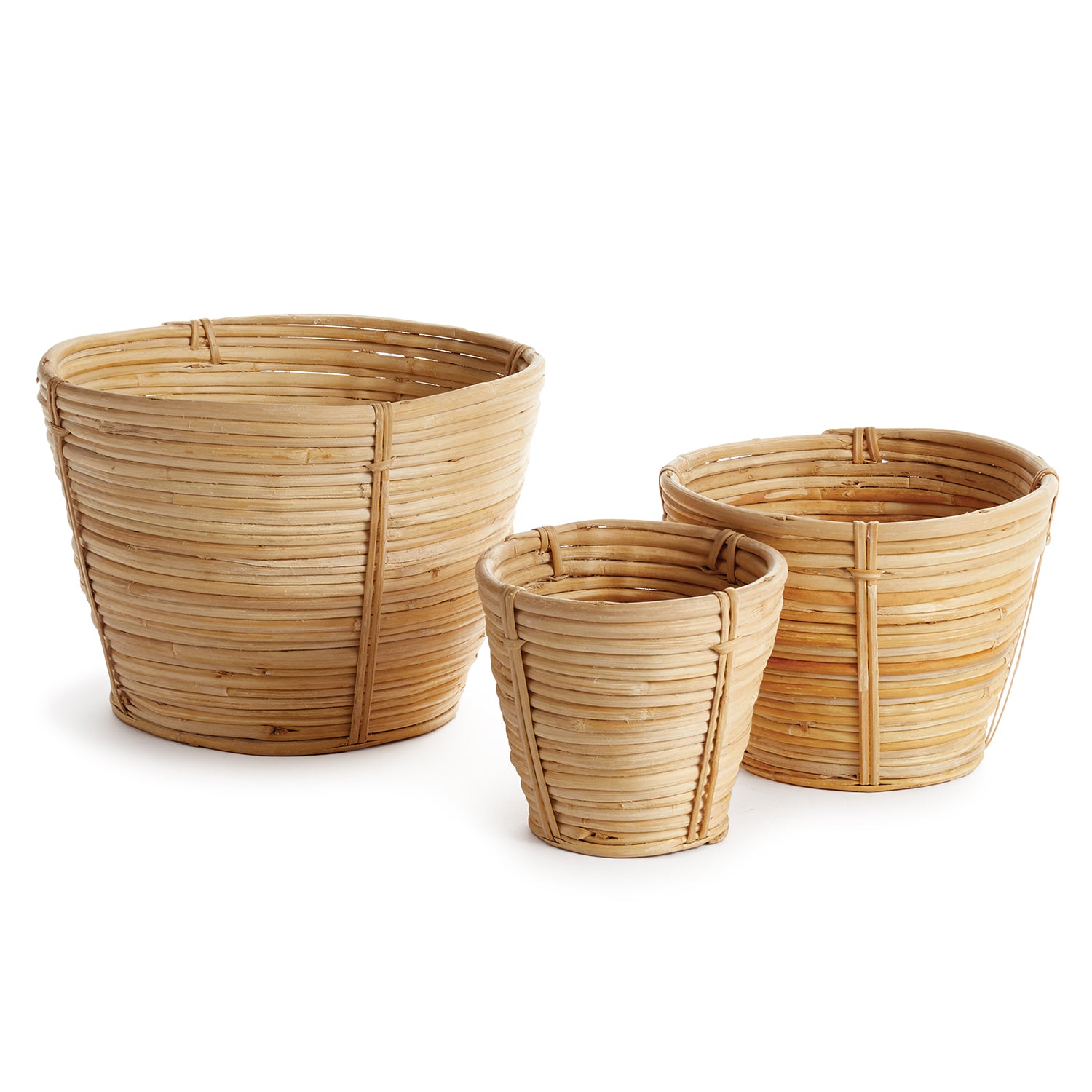 Cane Rattan Mini Round Tapered Basket Set of 3