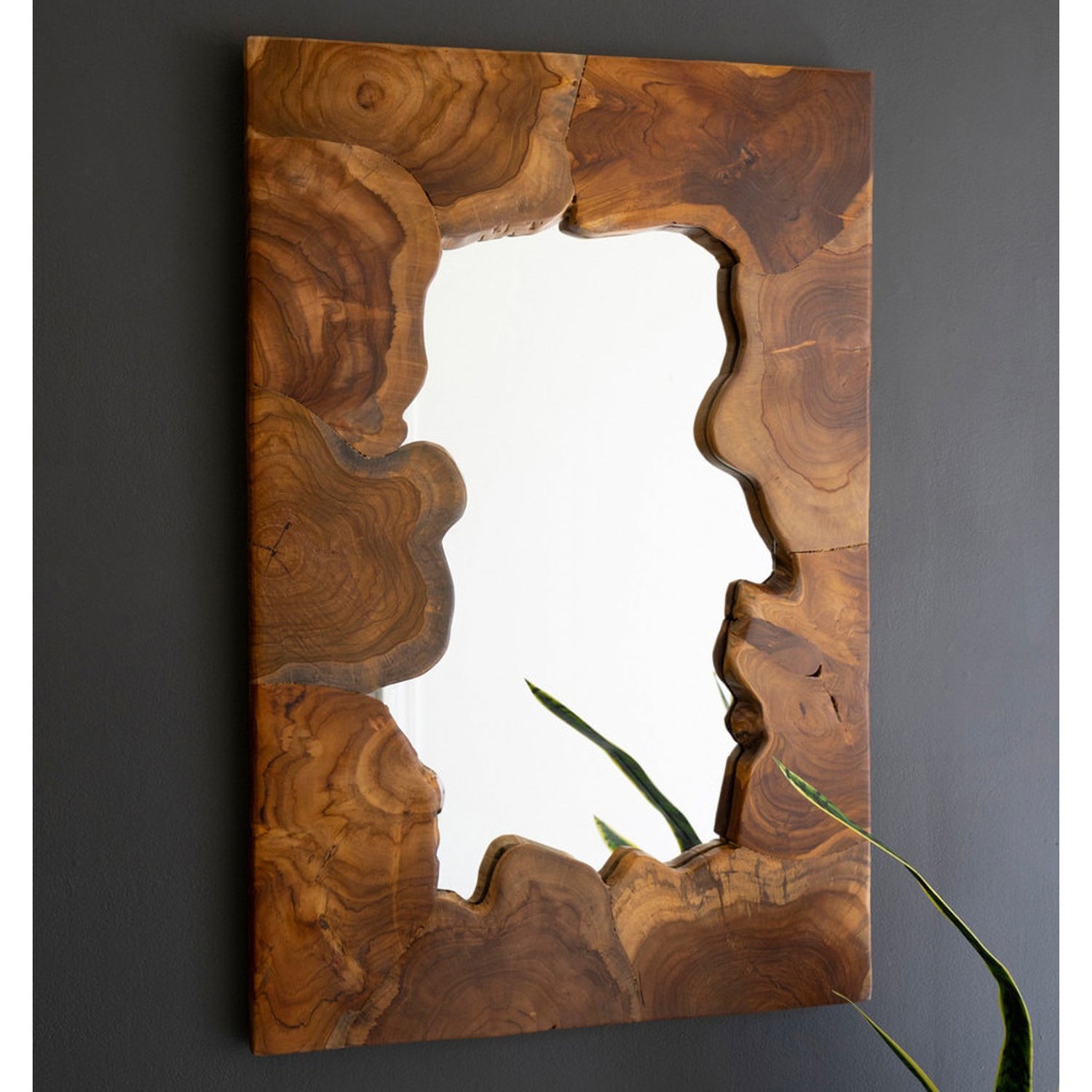 Live Edge Teakwood Framed Puzzle Mirror