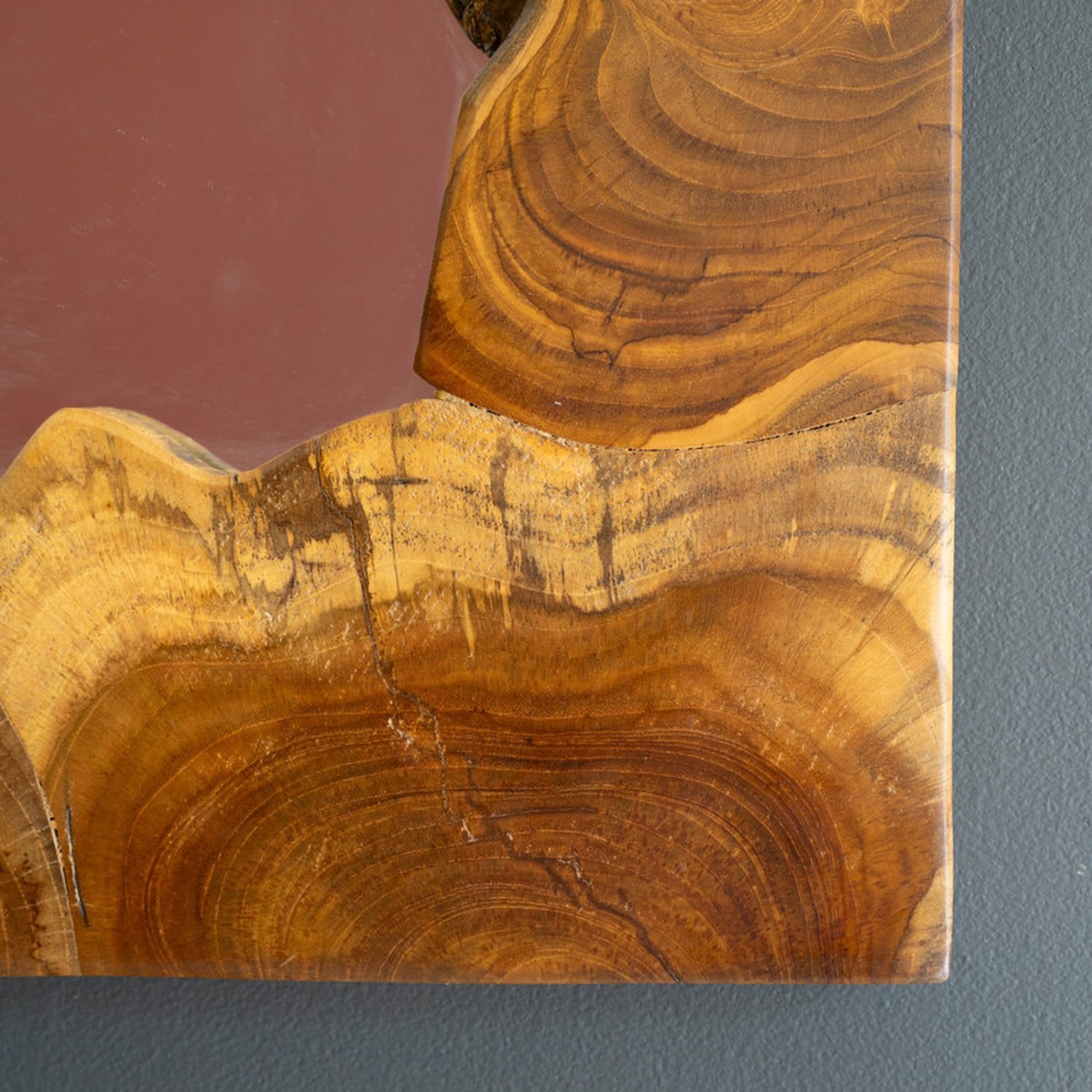 Live Edge Teakwood Framed Puzzle Mirror