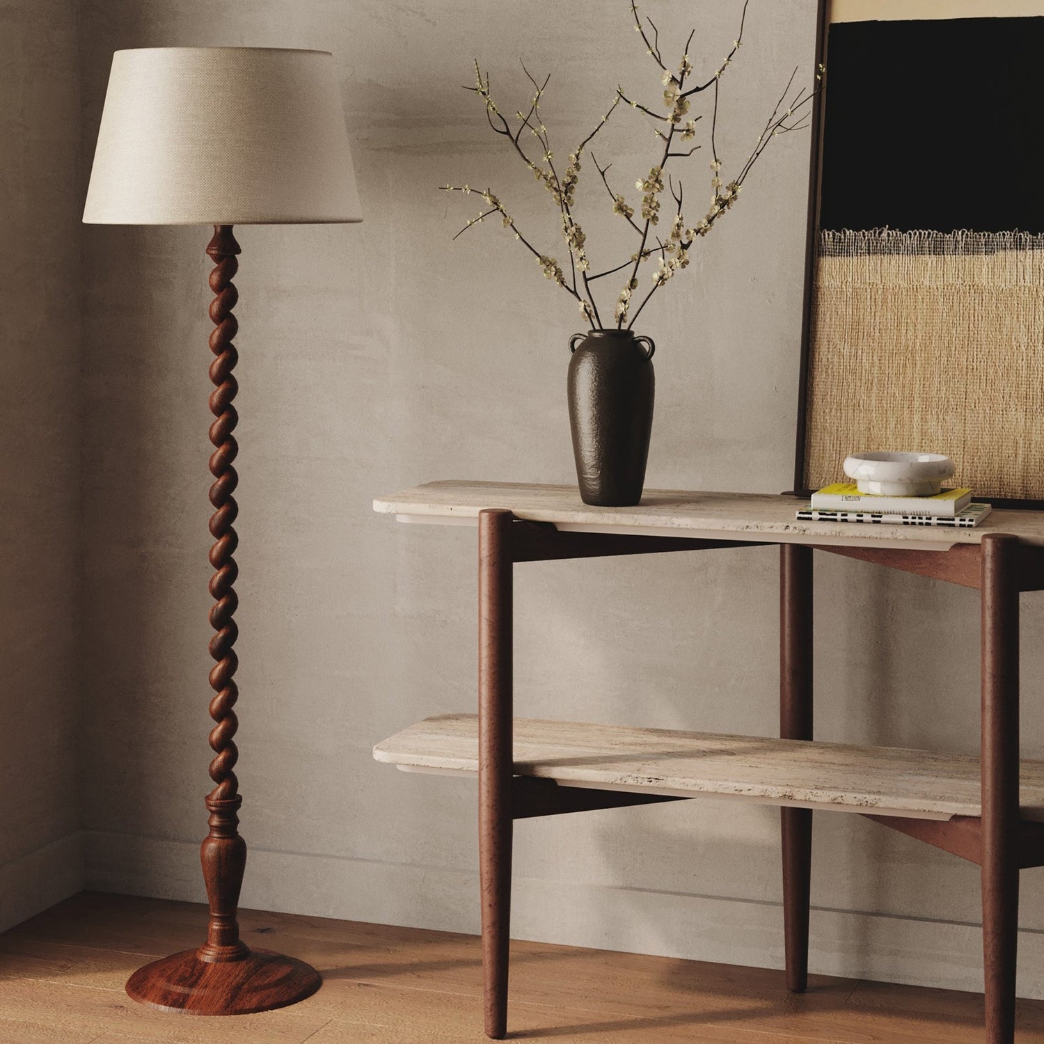 Union Home Twist Solid Wood Floor Lamp