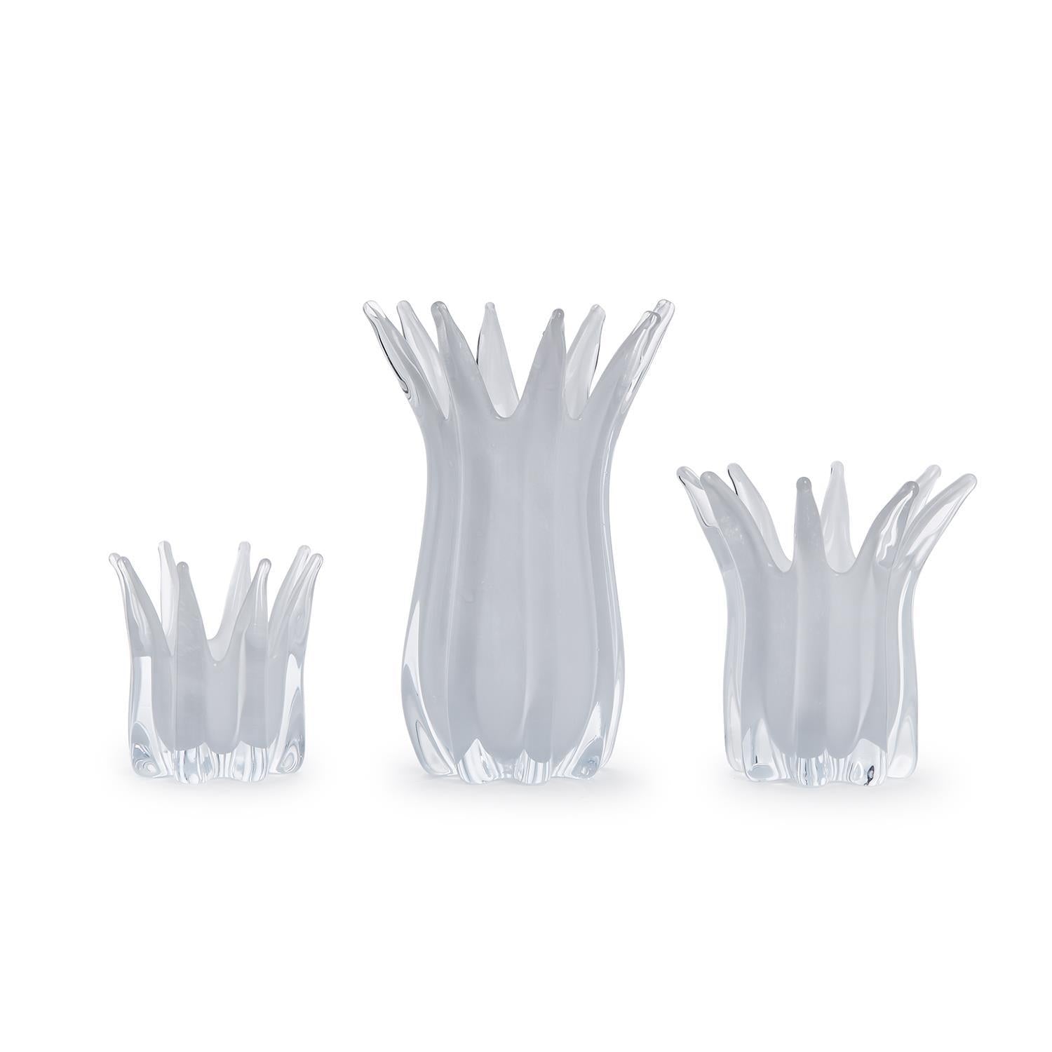 White Blossoms Candle Holder/Vase Set of 3
