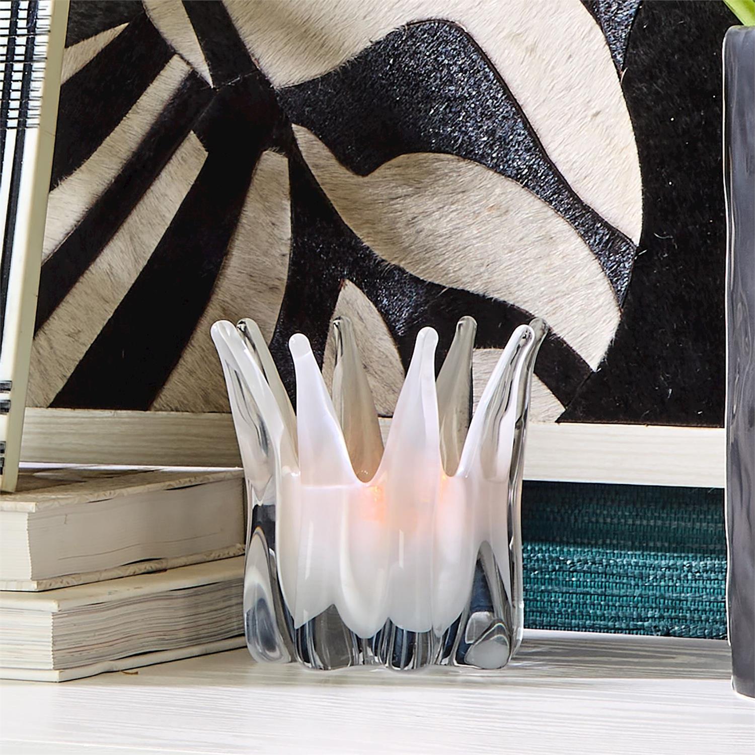 White Blossoms Candle Holder/Vase Set of 3