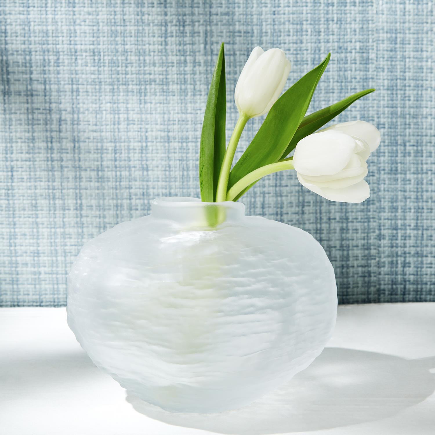Frosted Round Wave Glass Vase