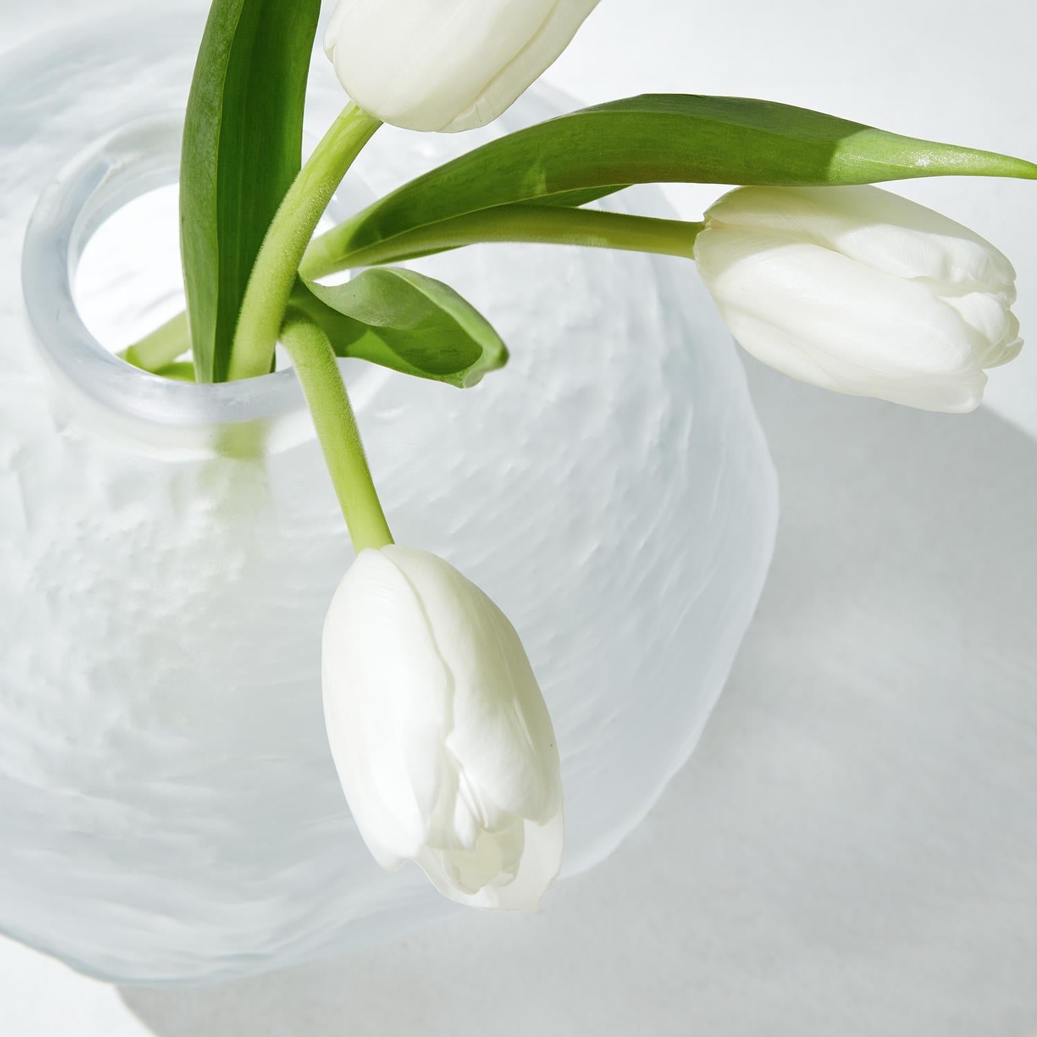 Frosted Round Wave Glass Vase
