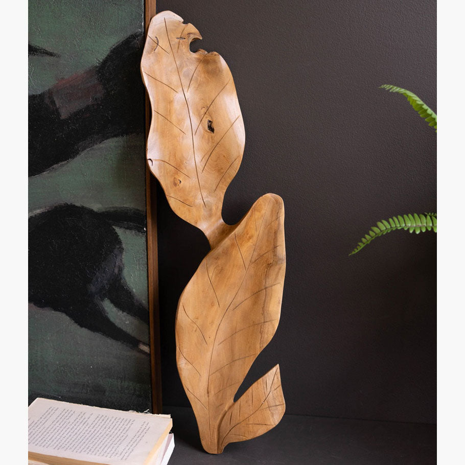 Teakwood Leaves Sculpture