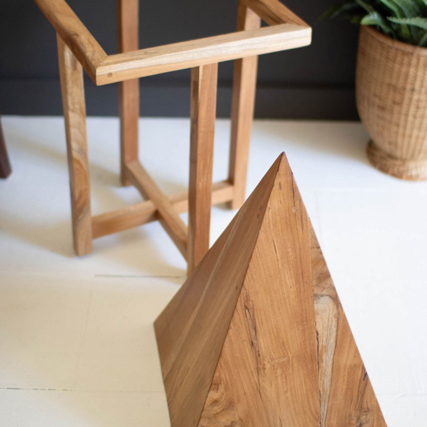 Teakwood Pyramid Side Table