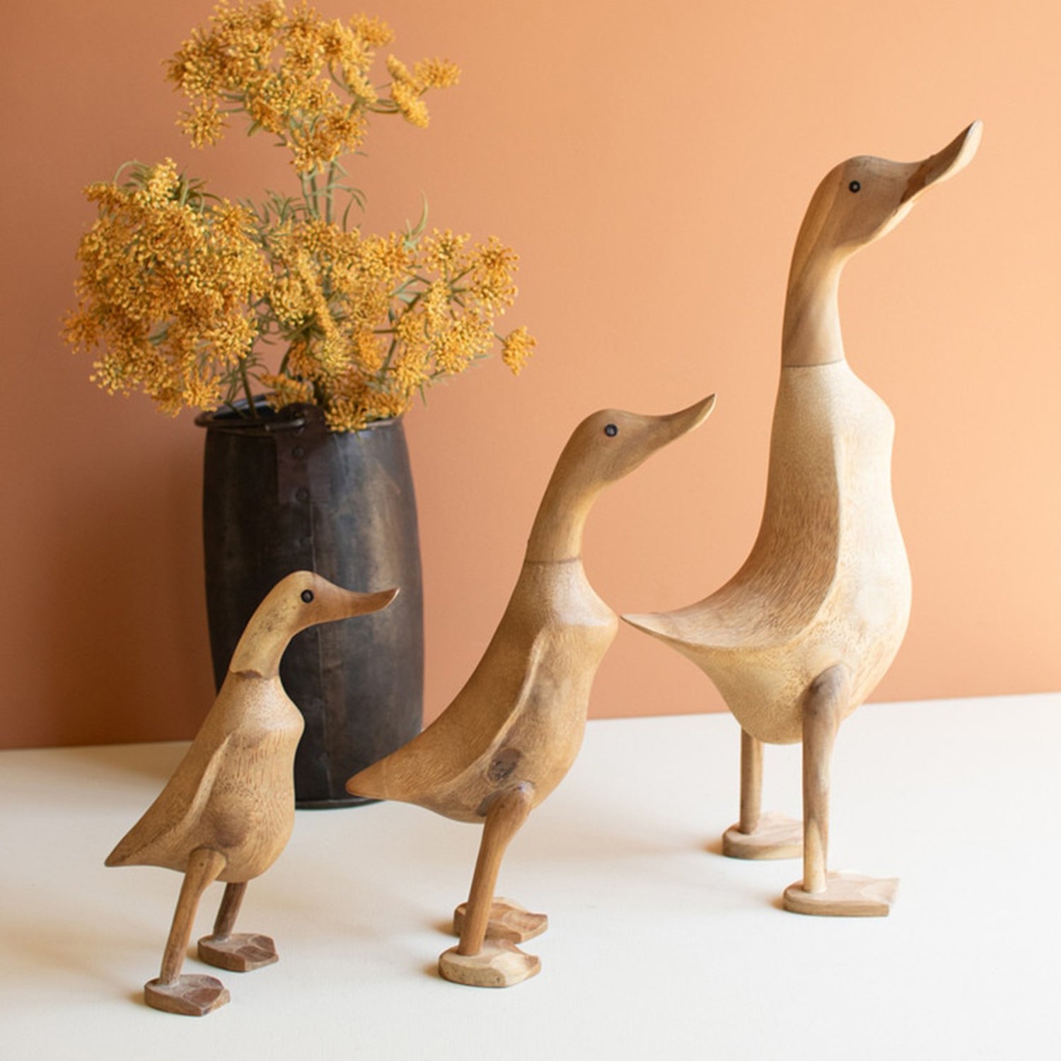 Carved Bamboo Duck Set of 3