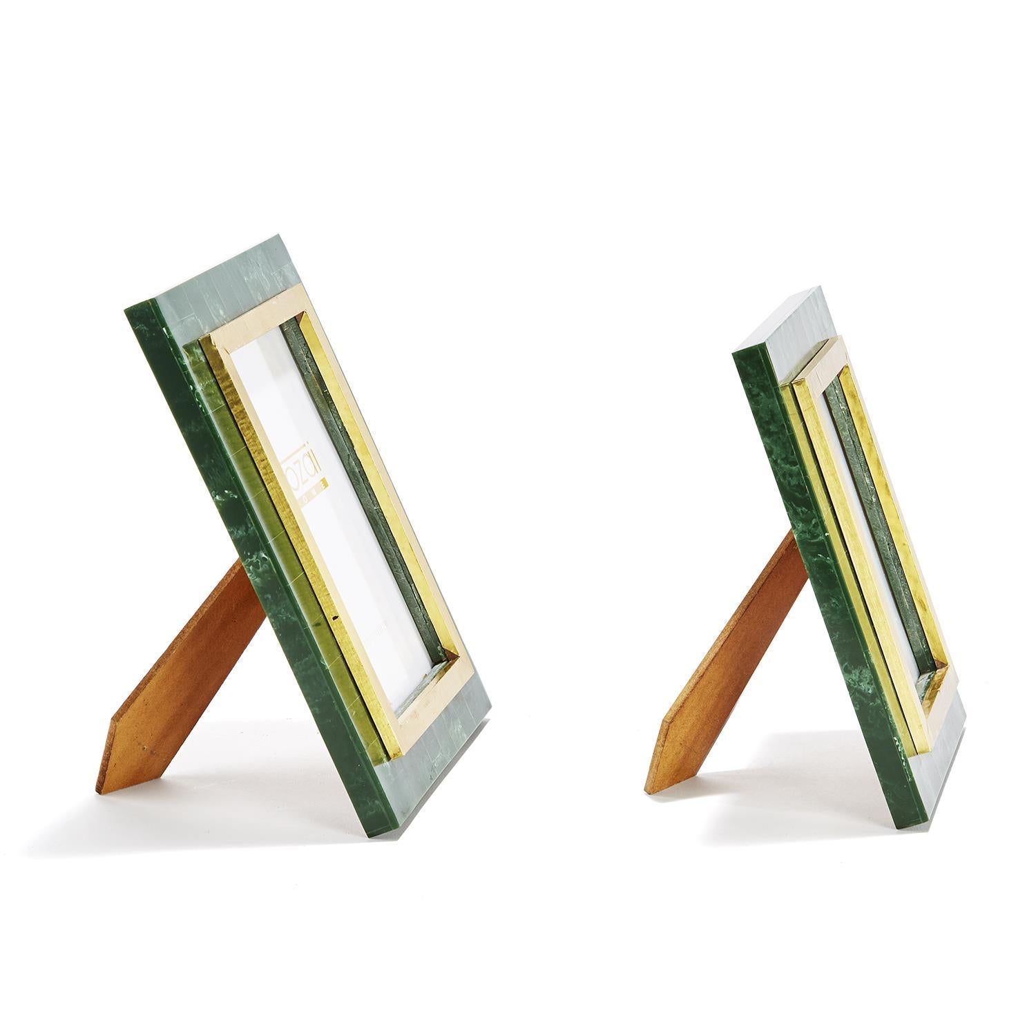 Aventurine Green and Gold Photo Frame Set of 2