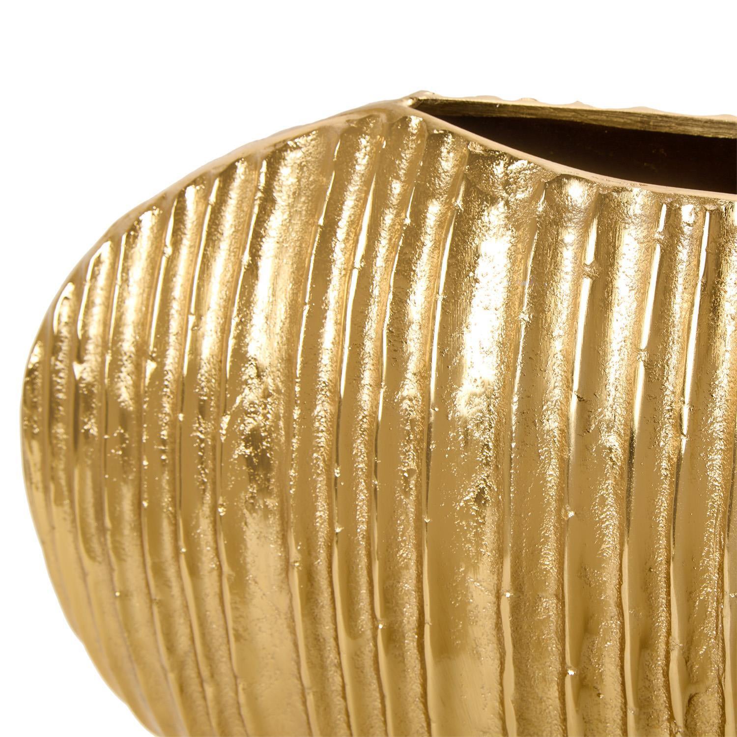 Pleats Oval Golden Vase Set of 2