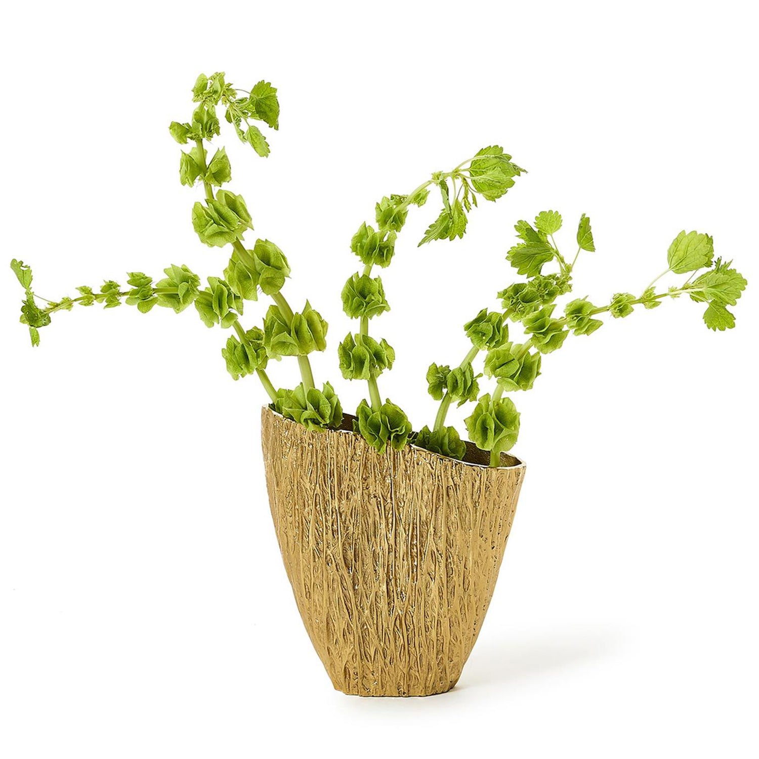 Pleats Golden Vase with Slope Top Edge