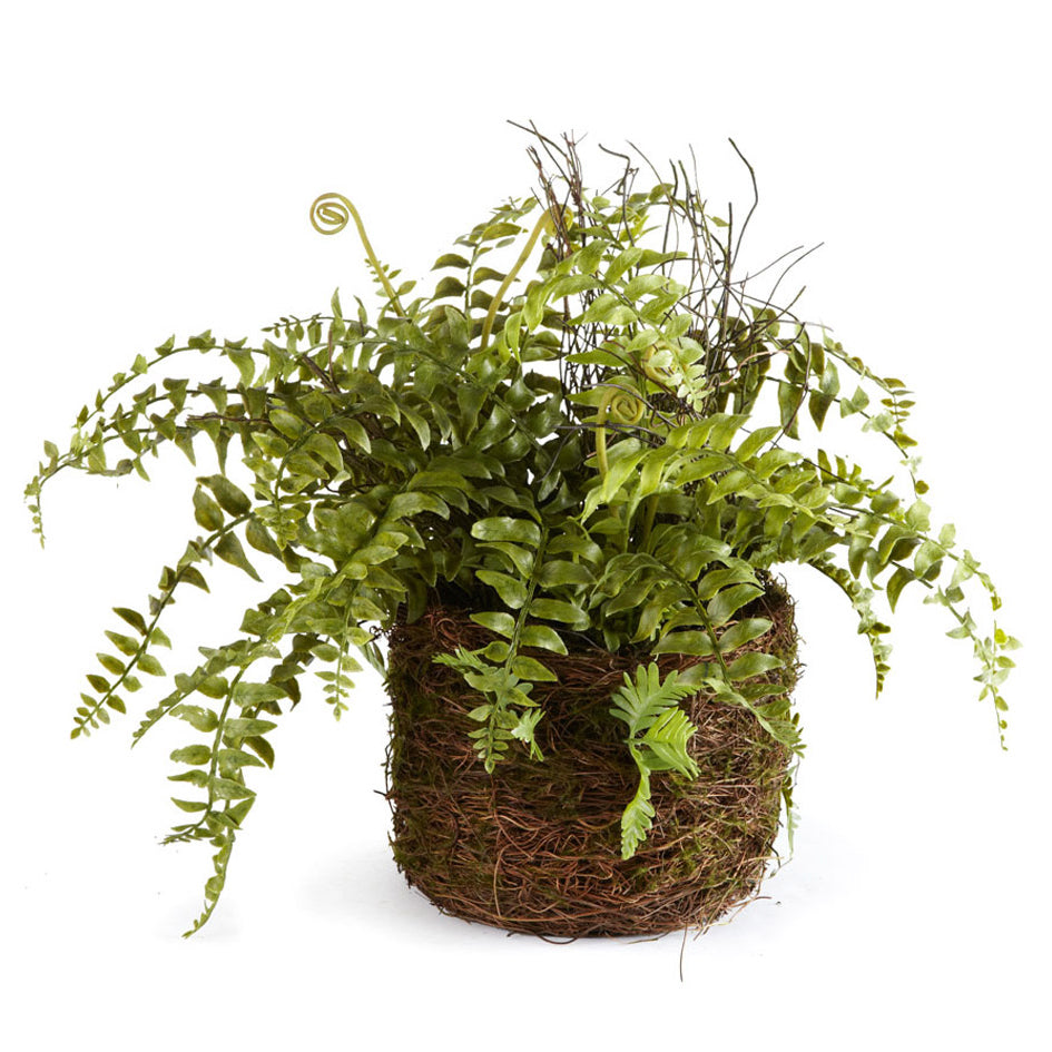 Boston Fern Rustic Drop-In Faux Plant