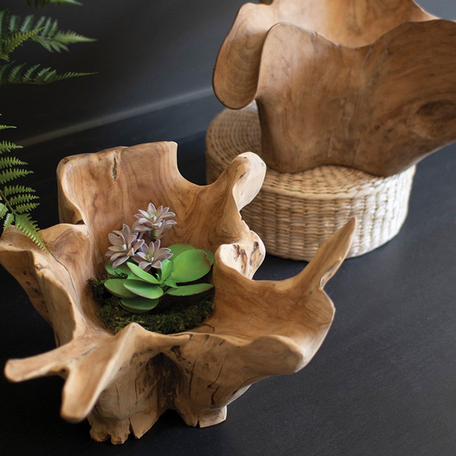 Blooming Teak Root Bowl