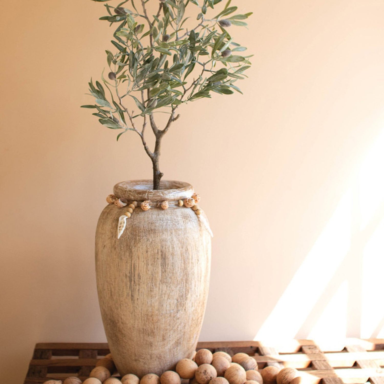 Carved Vase with Shell