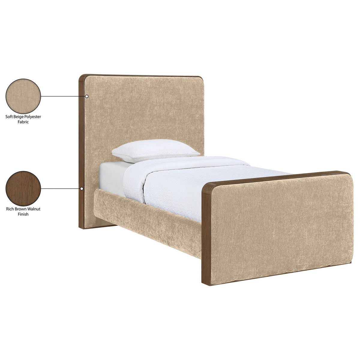 Dalton Beige Fabric Upholstered Bed