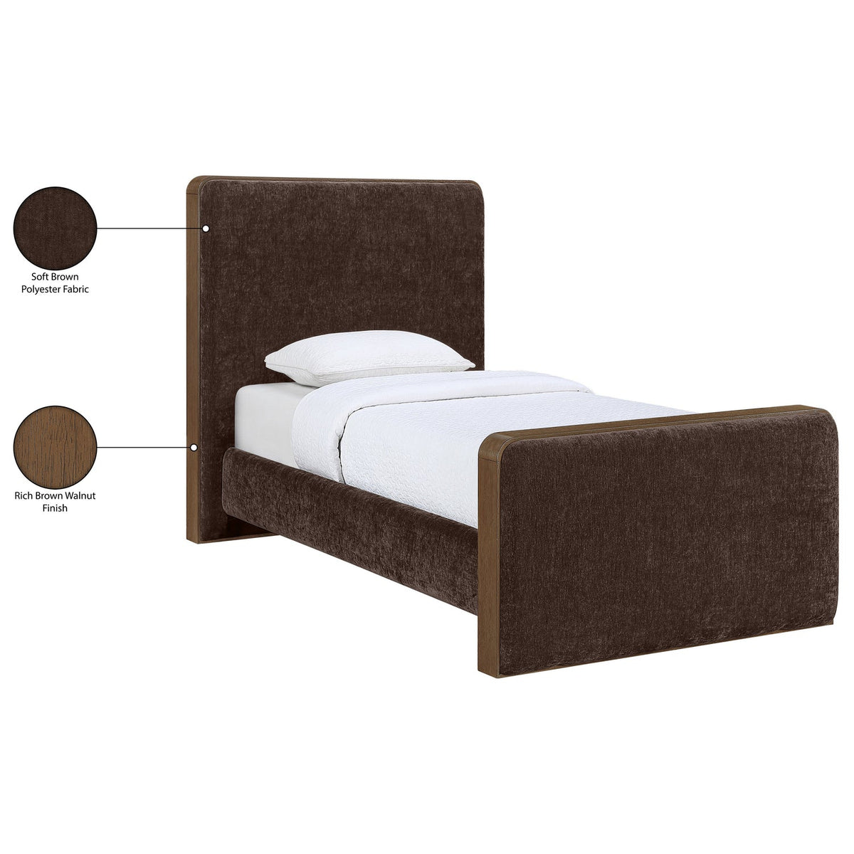 Dalton Brown Fabric Upholstered Bed