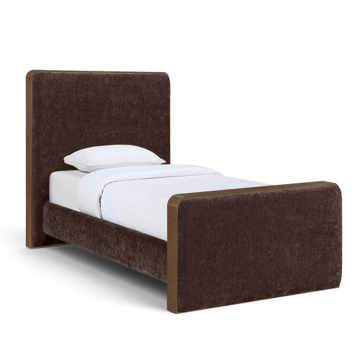 Dalton Brown Fabric Upholstered Bed in brown polyester fabric, primary product view