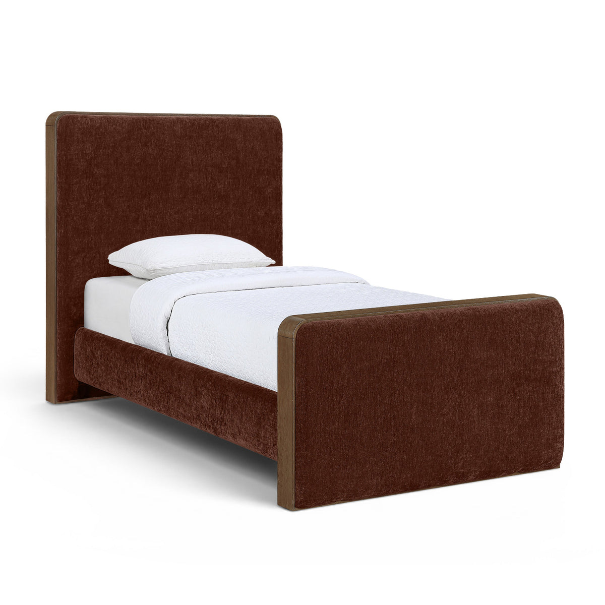 Dalton Burgundy Fabric Upholstered Bed in burgundy polyester fabric, primary product view
