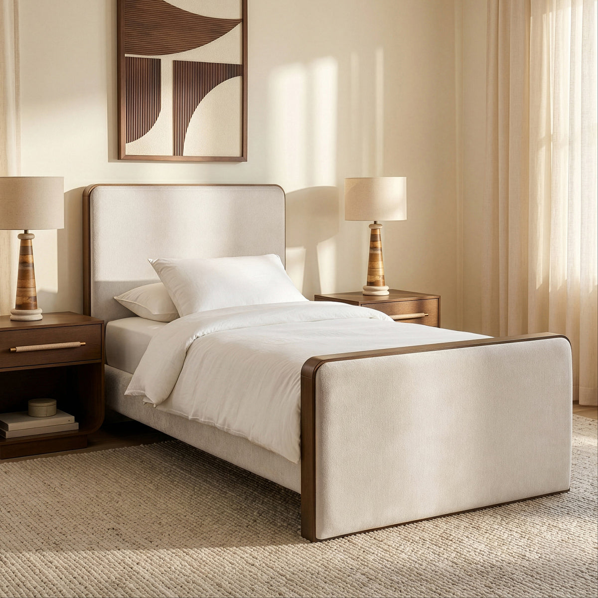 Dalton Cream Fabric Upholstered Bed