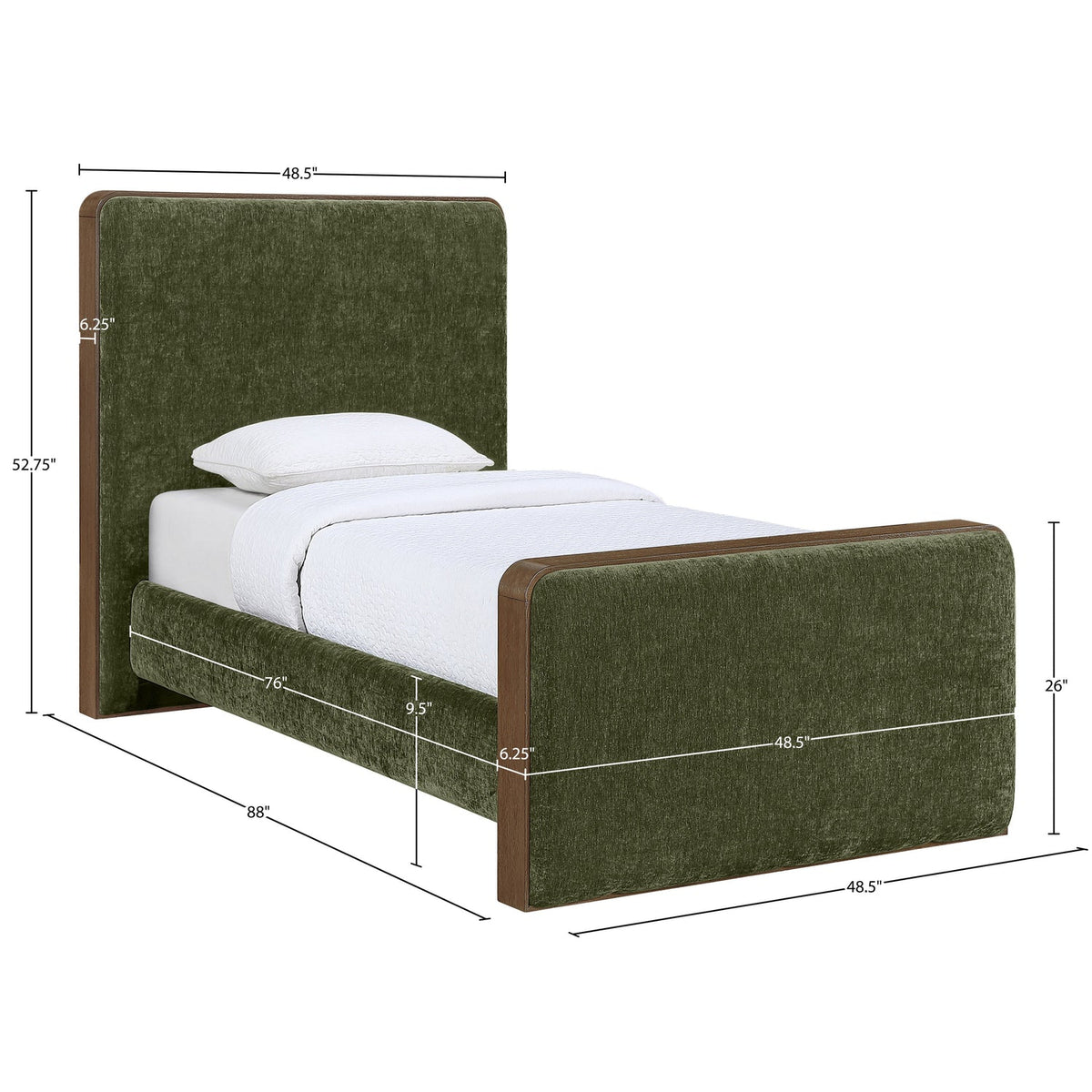 Dalton Green Fabric Upholstered Bed