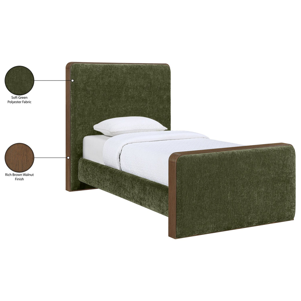 Dalton Green Fabric Upholstered Bed