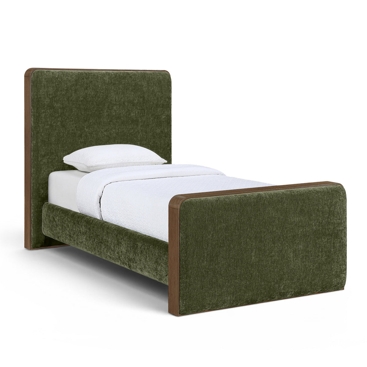Dalton Green Fabric Upholstered Bed in green polyester fabric, primary product view