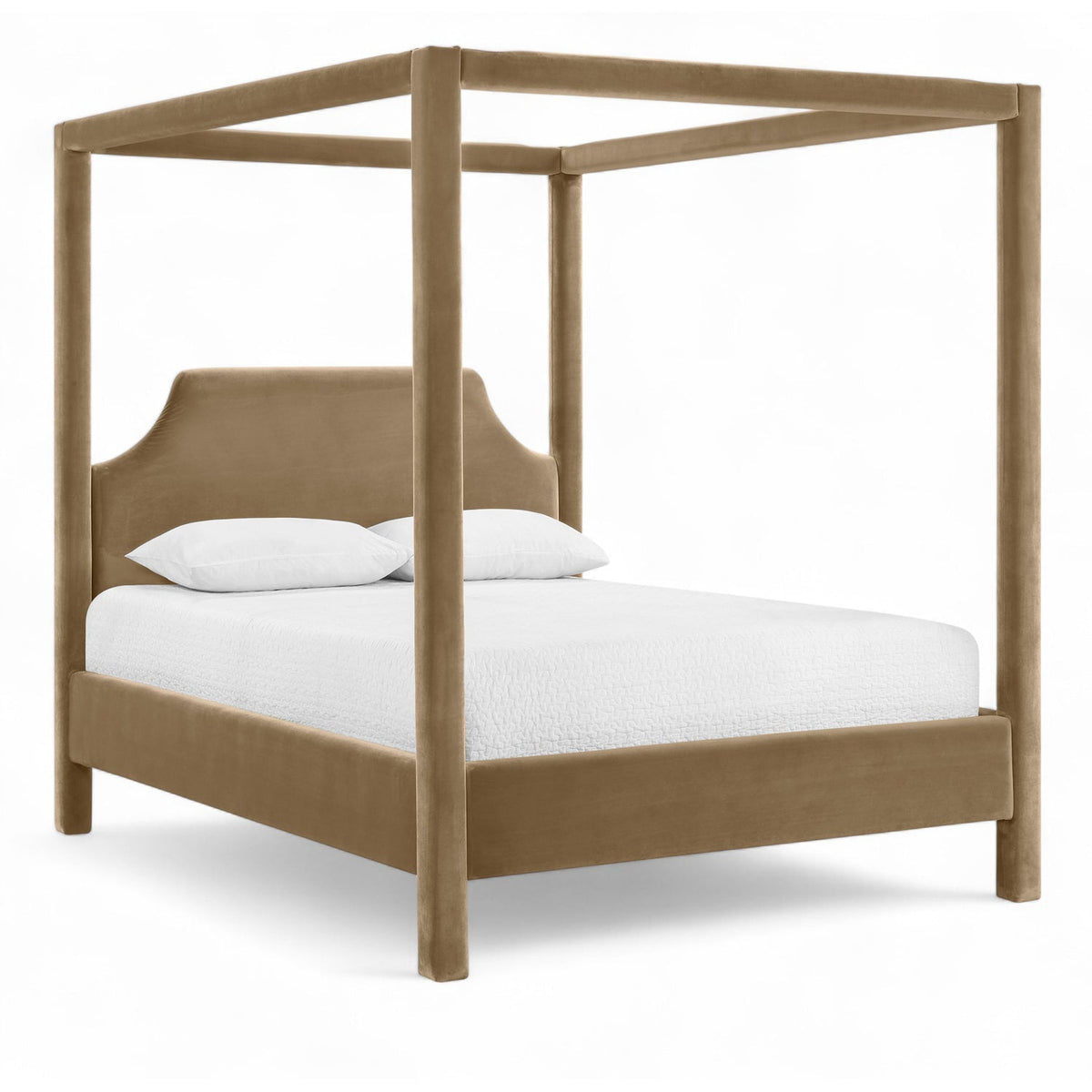 Dawson Beige Velvet Upholstered Bed
