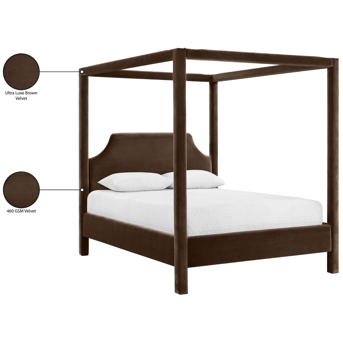 Dawson Brown Velvet Upholstered Bed