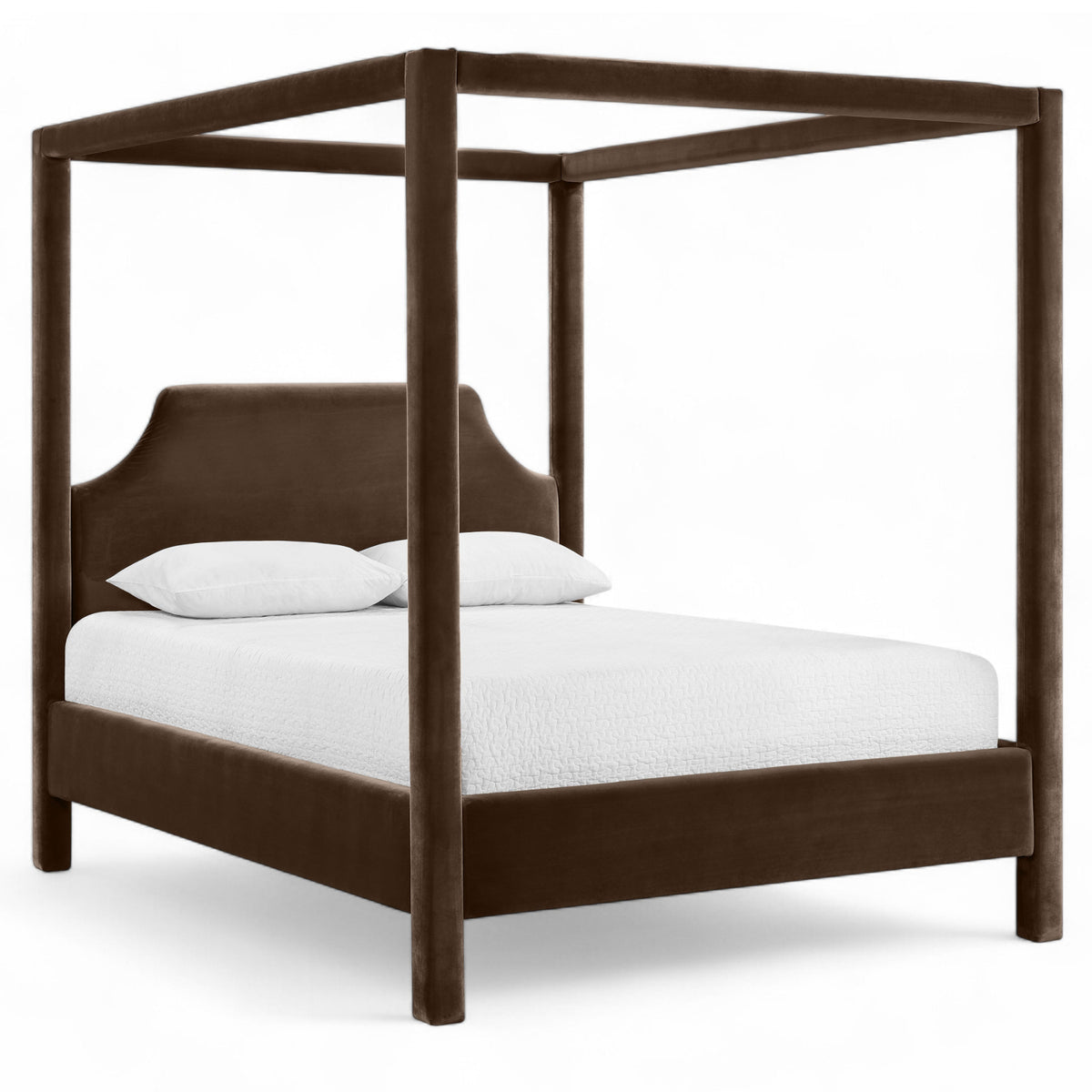 Dawson Brown Velvet Upholstered Bed in brown velvet, primary product view