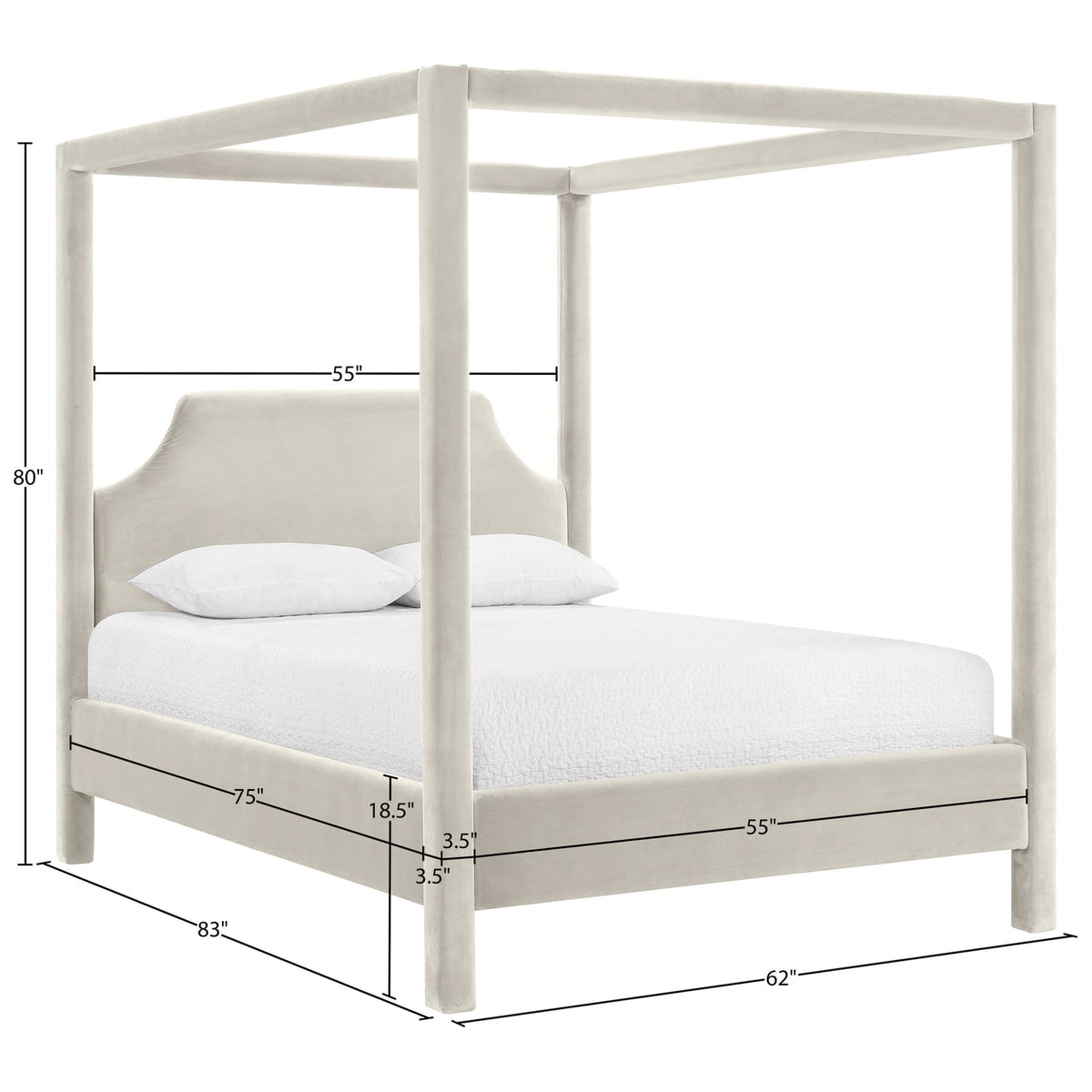 Dawson Cream Velvet Upholstered Bed