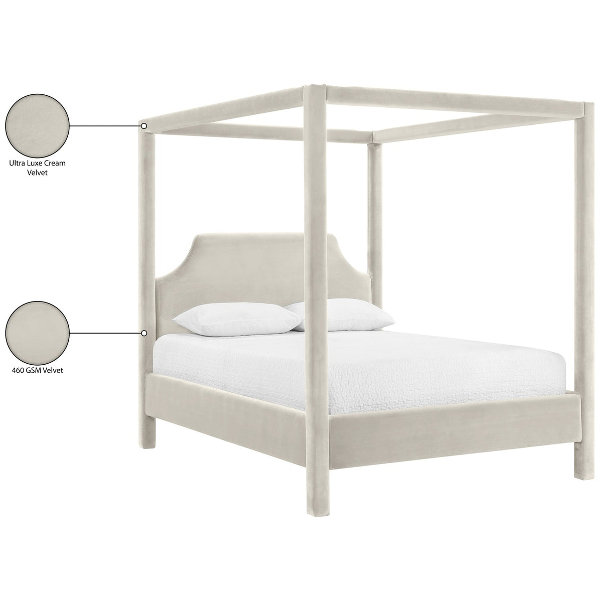 Dawson Cream Velvet Upholstered Bed