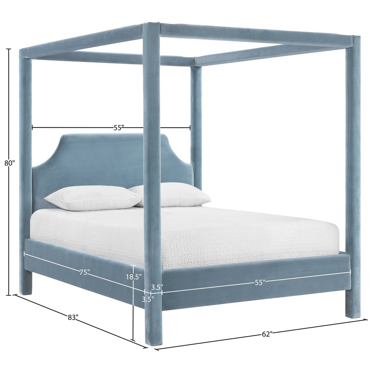 Dawson Light Blue Velvet Upholstered Bed