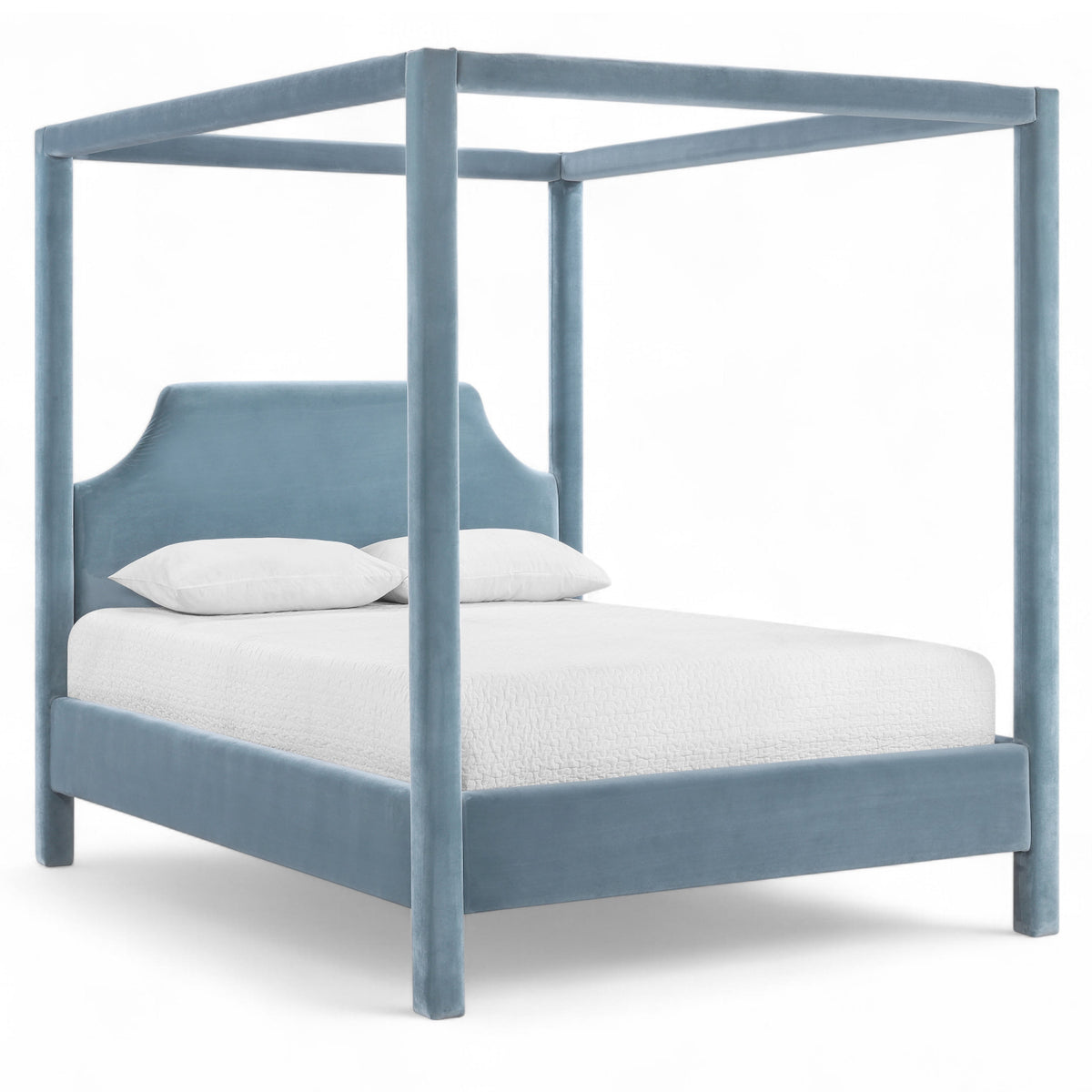 Dawson Light Blue Velvet Upholstered Bed in light blue velvet, primary product view