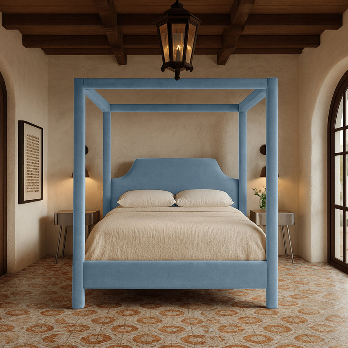 Dawson Light Blue Velvet Upholstered Bed