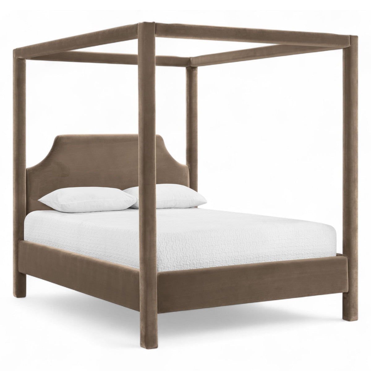Dawson Taupe Velvet Upholstered Bed in taupe velvet, primary product view