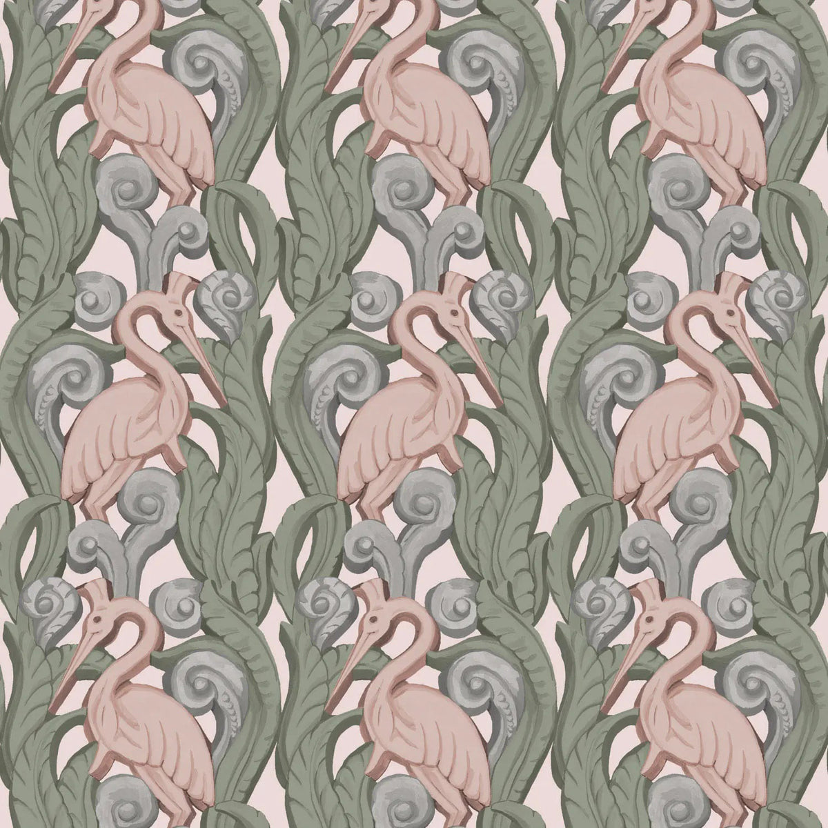Mitchell Black Deco Heron Wallpaper