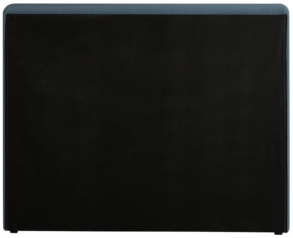 Devin Navy Linen Textured Fabric Upholstered Bed