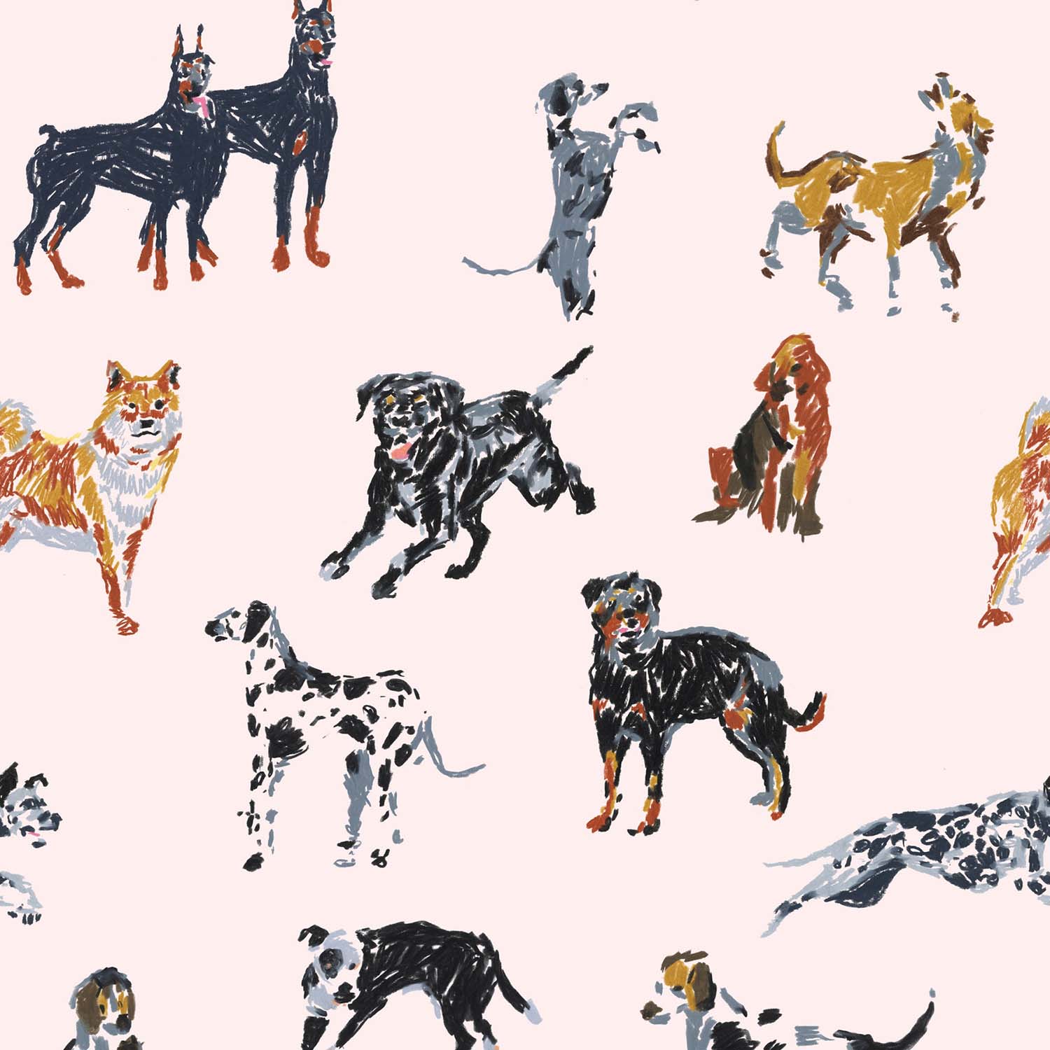 Dog Days statement wallpaper in Sktechpad White, corner detail