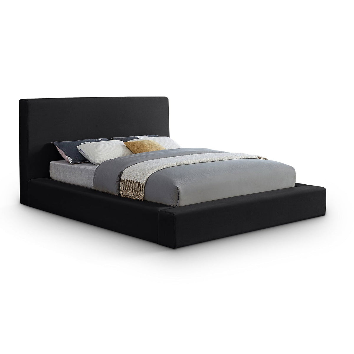 Dorian Black Velvet Upholstered Bed, primary product view
