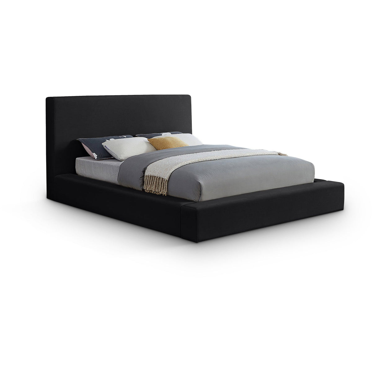 Dorian Black Velvet Upholstered Bed