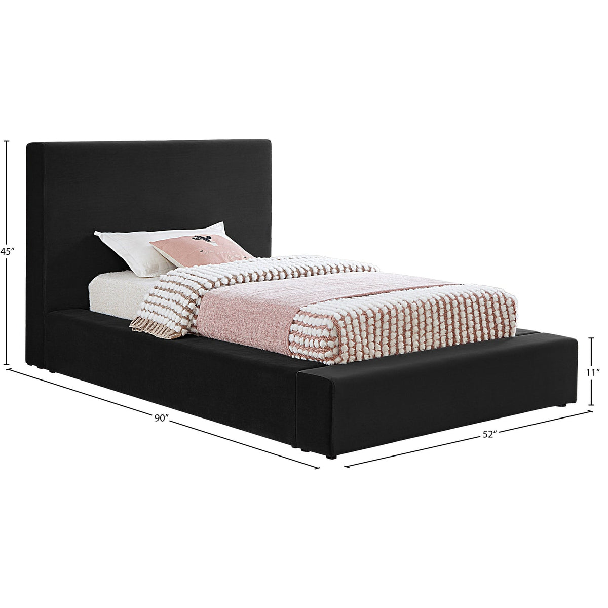 Dorian Black Velvet Upholstered Bed