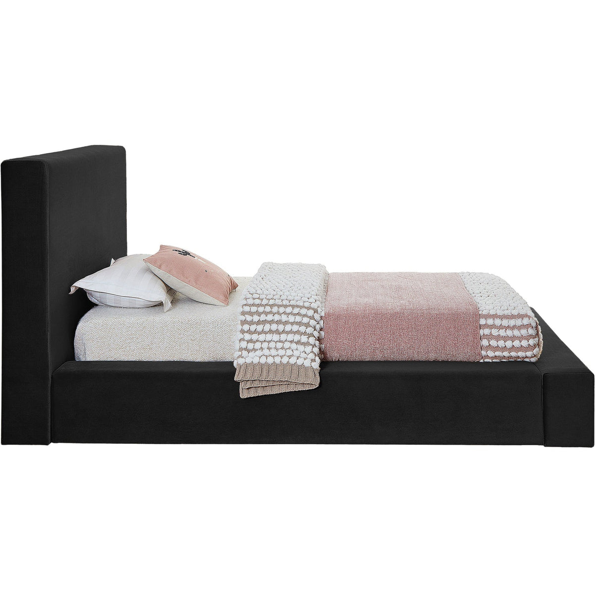 Dorian Black Velvet Upholstered Bed