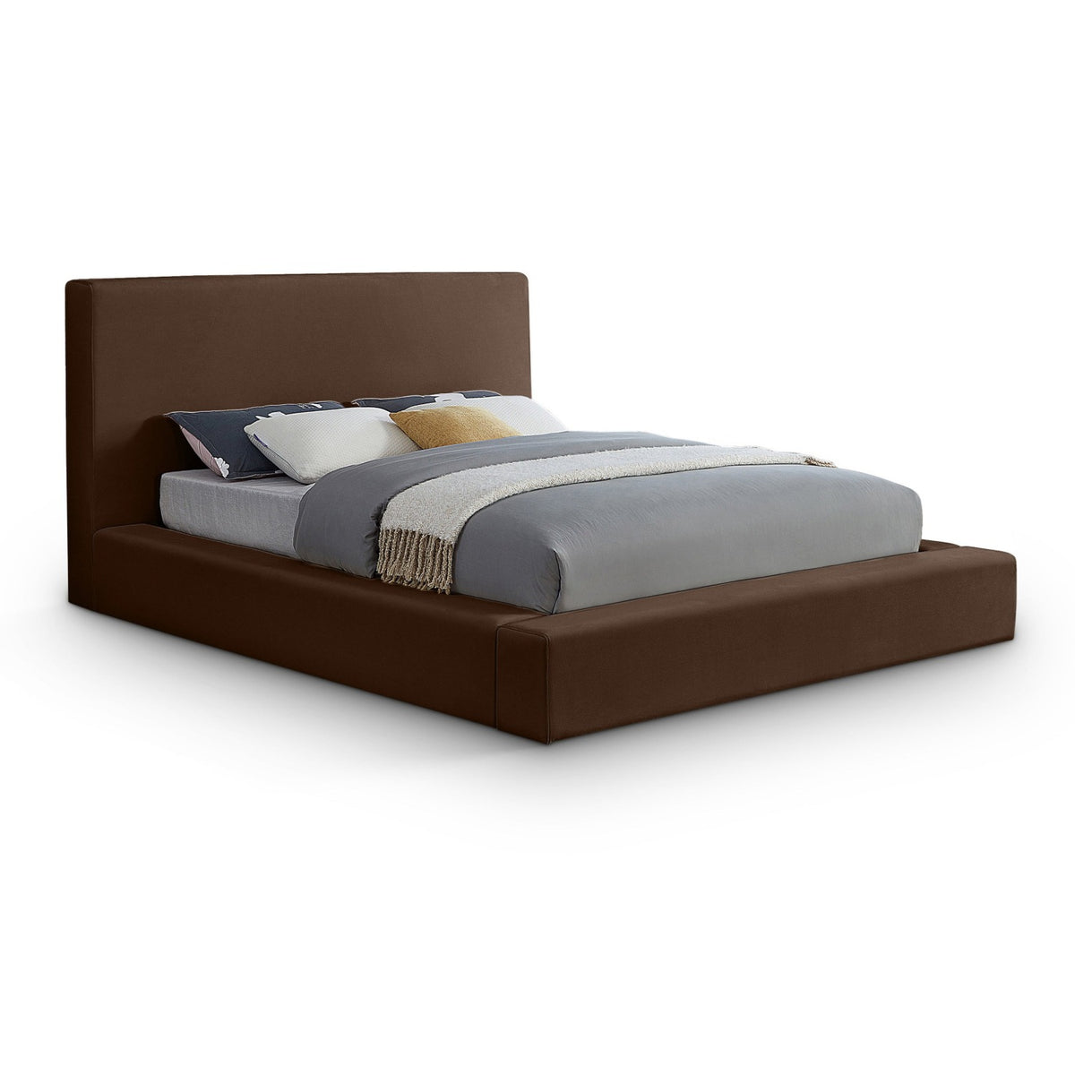 Dorian Brown Velvet Upholstered Bed